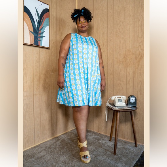 Dress and Bike Shorts Set - Floral Gingham Size 10/12 (Large) Tamara Malas - Picture 6 of 10